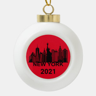New Yorker Silhouette Keramik Kugel-Ornament