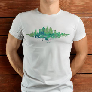 New Yorker Skyline Aquarell in Blau und Grün T-Shirt