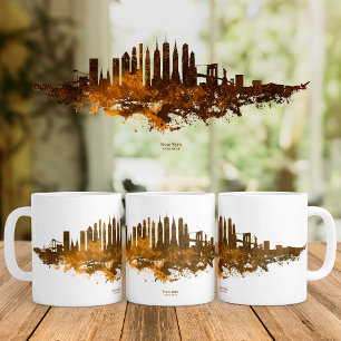 New Yorker Skyline Aquarell in Orange Kaffeetasse