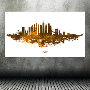 New Yorker Skyline Aquarell in Orange Poster