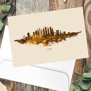New Yorker Skyline Aquarell in Orange Postkarte