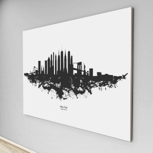 New Yorker Skyline Aquarell Schwarz-Weiß Leinwanddruck