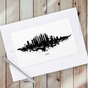 New Yorker Skyline Aquarell Schwarz-Weiß Rechteckiger Aufkleber