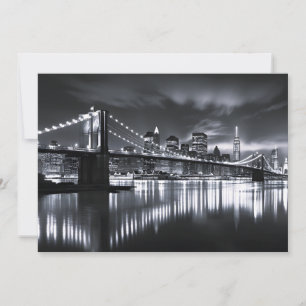New Yorker Skyline Brooklyn Bridge Monochrom Nacht Feiertagskarte