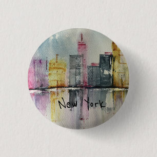 New Yorker Skyline Cityscape Original Kunstwerk   Button