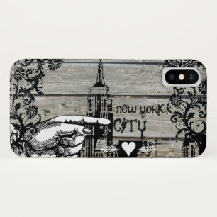 New Yorker Skyline Damast Scheunenholz Reben Case-Mate iPhone Hülle