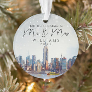 New Yorker Skyline Erstes Weihnachten als Mr & Mrs Ornament