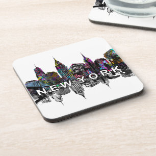 New Yorker Skyline für Graffiti Beverage Coaster Getränkeuntersetzer