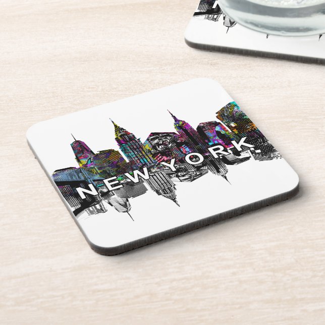 New Yorker Skyline für Graffiti Beverage Coaster Getränkeuntersetzer (Linke Seite)