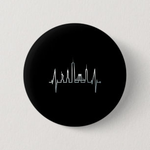 New Yorker Skyline Herzschlag Liebe Freiheitsstatu Button