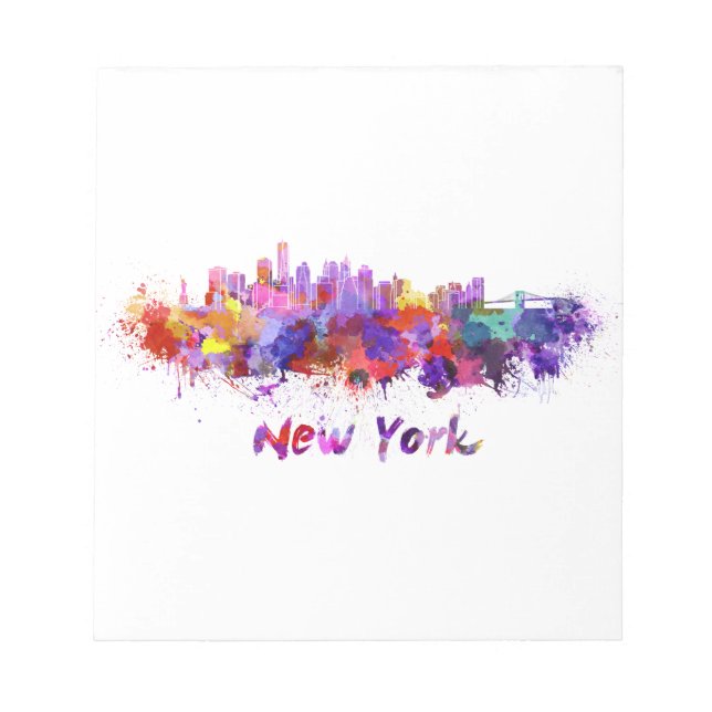 New Yorker Skyline in Aquarellfarbe Notizblock (Vorderseite)