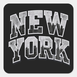 New Yorker Skyline integrierte Silhouette schwarz Quadratischer Aufkleber