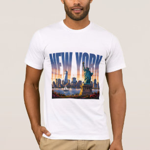 New Yorker Skyline Liberty Waterfront-Ansichten T-Shirt