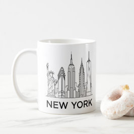 New Yorker Skyline Minimalistische Linienkunst Kaffeetasse