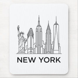 New Yorker Skyline Minimalistische Linienkunst Mousepad