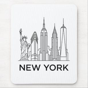 New Yorker Skyline Minimalistische Linienkunst Mousepad