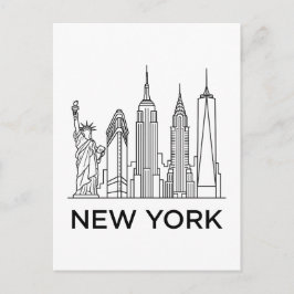 New Yorker Skyline Minimalistische Linienkunst Postkarte