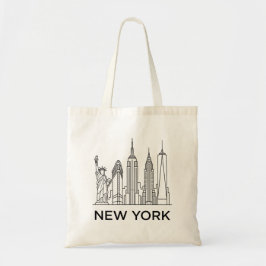 New Yorker Skyline Minimalistische Linienkunst Tragetasche