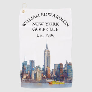 New Yorker Skyline Personalisierter Golfschläger N Golfhandtuch