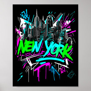 New Yorker Skyline-Punk-Grunge-Illustration Poster