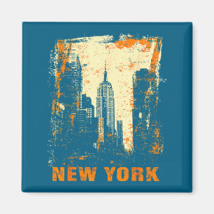 New Yorker Skyline Punk Grunge Kunstwerk Magnet
