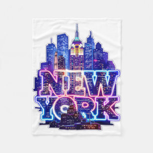 New Yorker Skyline Punk Grunge Vintage Retro Fleecedecke