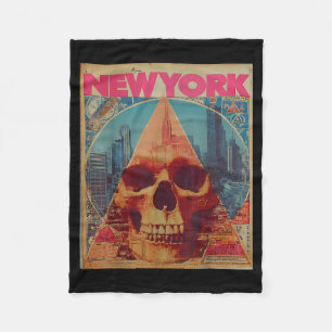 New Yorker Skyline Punk Grunge Vintage Retro Graff Fleecedecke