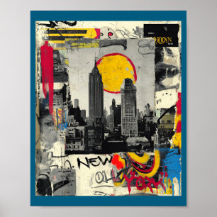 New Yorker Skyline Punk Grunge Vintage Retro Graff Poster