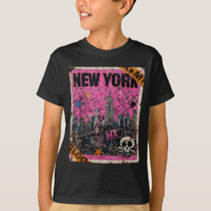 New Yorker Skyline Punk Grunge Vintage Retro Graff T-Shirt
