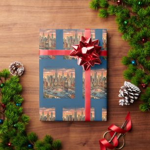 New Yorker Skyline Reise Kunst Vintage Geschenkpapier