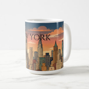 New Yorker Skyline Reise Kunst Vintage Kaffeetasse