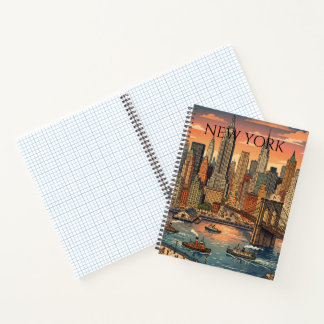 New Yorker Skyline Reise Kunst Vintage Notizbuch