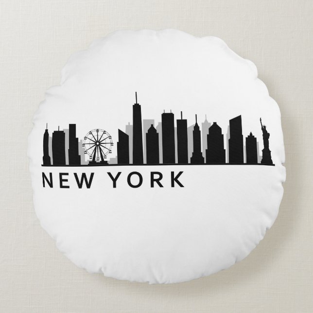 New Yorker Skyline Rundes Kissen (Vorderseite)