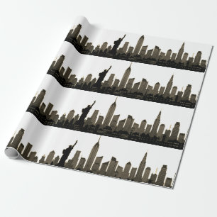 New Yorker Skyline Schwarz Großer Apfel Moderne St Geschenkpapier