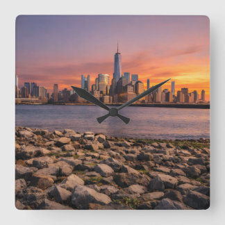 New Yorker Skyline Sonnenuntergang Wanduhr