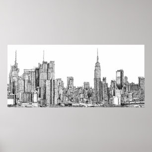 New Yorker Skyline-Tintenplakat Poster