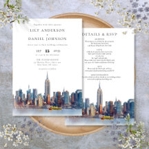 New Yorker Skyline-Zielort in einer Hochzeit