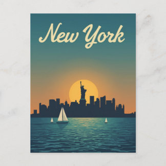 New Yorker Sonnenuntergangs-Skyline-Blick Postkarte