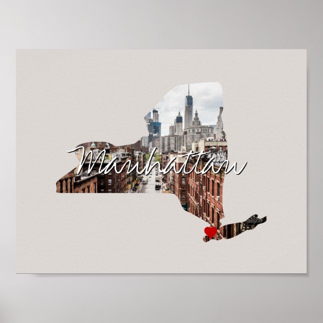 New Yorker Staat Foto-Eingabe und Ortsname Poster (Vorne)