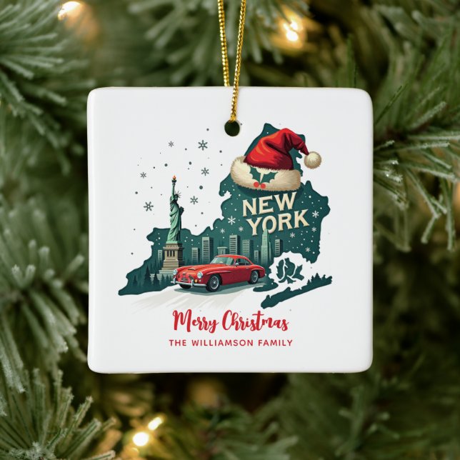 New Yorker Staat Frohe Weihnachten Custom Holiday Keramikornament (Baum)