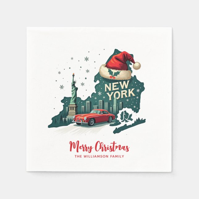 New Yorker Staat Frohe Weihnachten Custom Holiday Serviette (Vorderseite)
