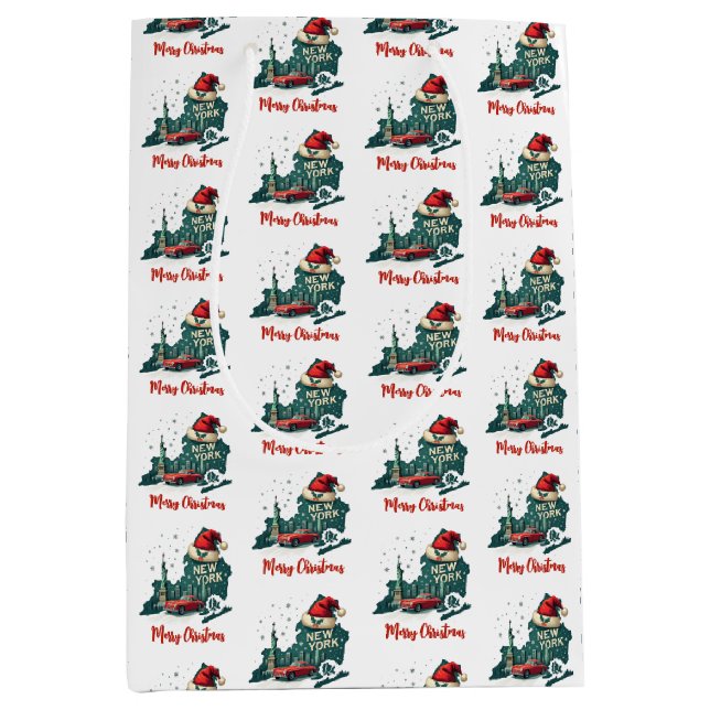 New Yorker Staat Frohe Weihnachts-Benutzerdefinier Mittlere Geschenktüte (Vorderseite)