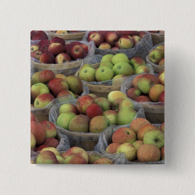 New Yorker Staat Macintosh-Äpfel in Körben Button (Vorderseite)