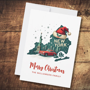 New Yorker Staat Merry Christmas Retro Personalisi Postkarte