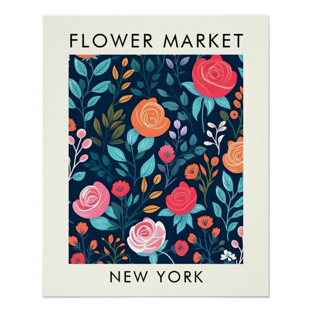 New Yorker Staat Rose Blume Market Poster (Vorderseite)