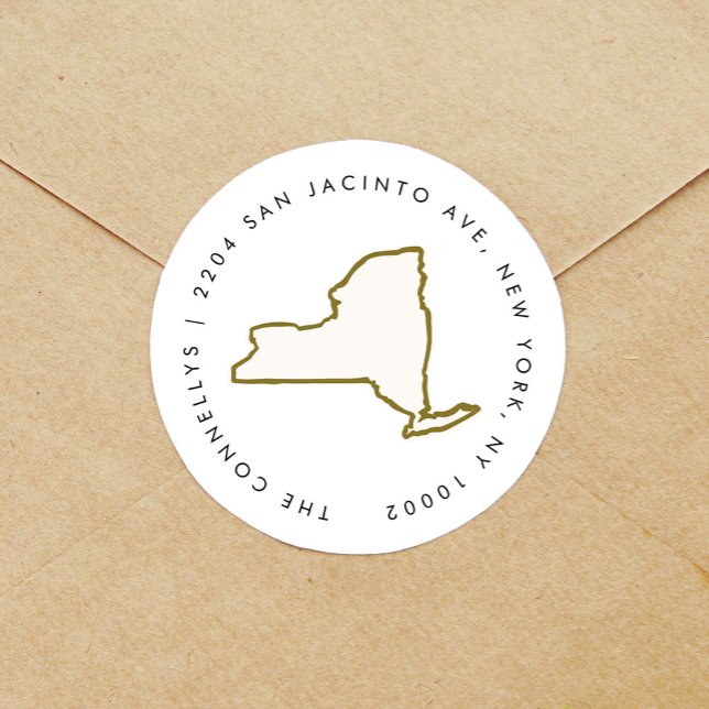 New Yorker Staat Rücksendeadressen-Aufkleber Runder Aufkleber (Von Creator hochgeladen)