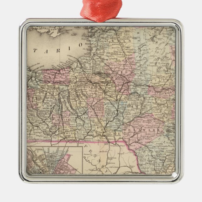 New Yorker Staat Silbernes Ornament (Vorne)