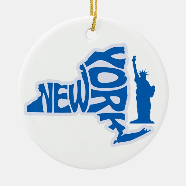 New Yorker Staat Weihnachtsbaum Keramik Ornament (Vorne)
