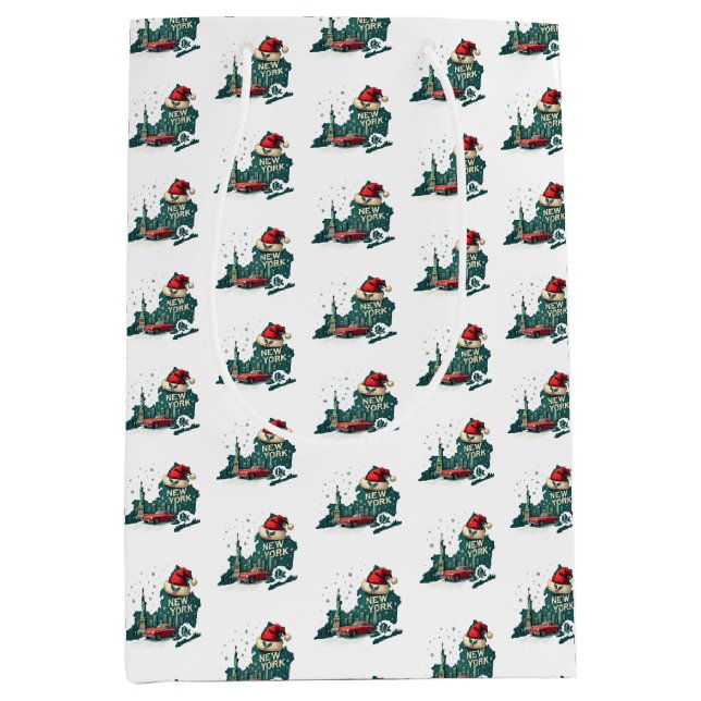 New Yorker Staat Weihnachtssaison Mittlere Geschenktüte (Vorderseite)