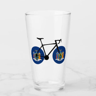New Yorker Staatsflagge Radfahren Glas